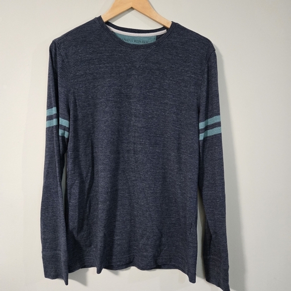 Banana Republic Other - Banana Republic Mens Medium Dark Blue Long Sleeve Tee with Teal Stripes
